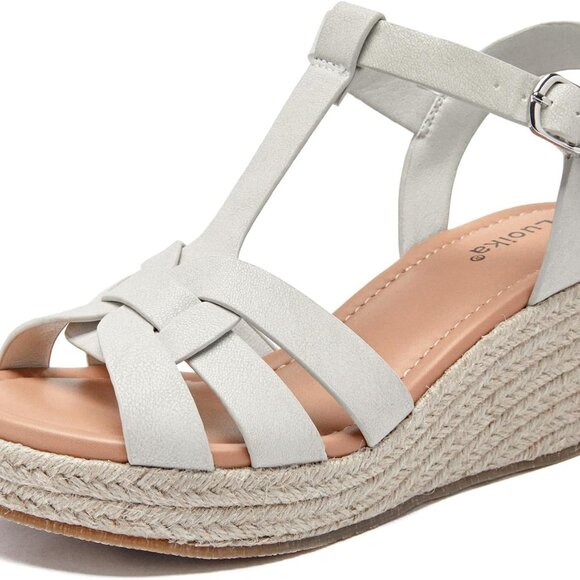 Women's Wide Width Wedge Sandals Platform Open Toe Espadrille Summer Shoes - Picture 1 of 7